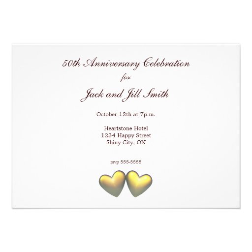 Golden Anniversary Hearts Personalized Invitations