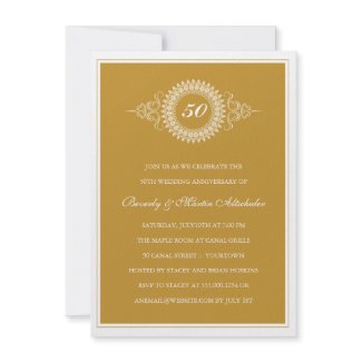 Golden Anniversary Medallion Party Invitation invitation