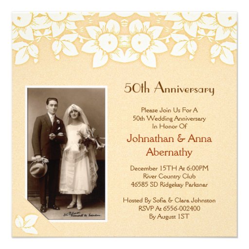 golden anniversary photo invitation