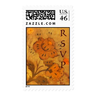 Golden Autumn Inlay Flowers RSVP Postage