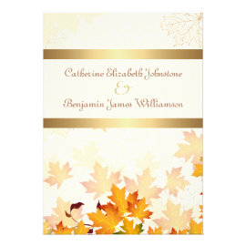 Golden Autumn Leaves Wedding Personalized Invitations