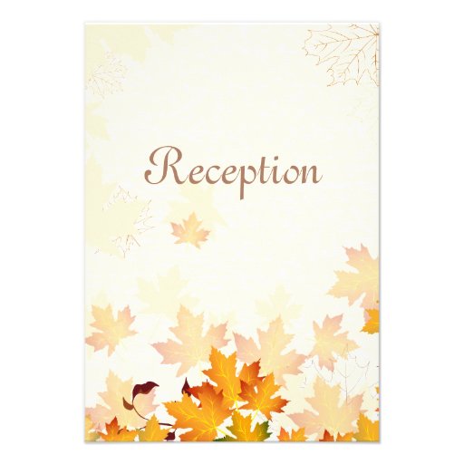 Golden Autumn Leaves Wedding Reception Card Personalized Invites
