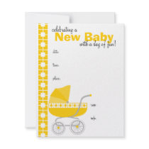 Golden Baby Buggy Personalized Announcement