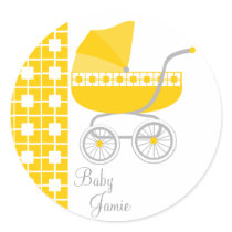 Golden Baby Buggy Round Sticker