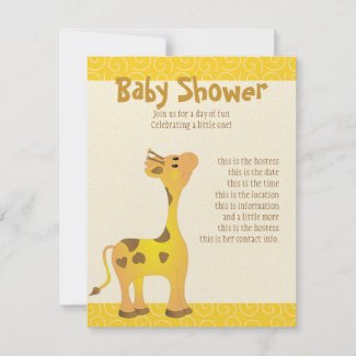 Golden Baby Giraffe invitation