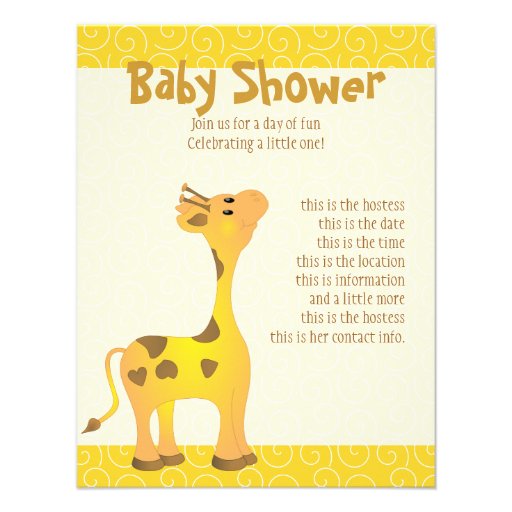 Golden Baby Giraffe Personalized Announcements