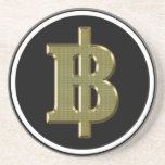 GOLDEN BAHT SIGN ฿ Thai Money Currency ฿ Beverage Coaster
