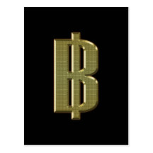 GOLDEN BAHT SIGN ฿ Thai Money Currency ฿ Postcard