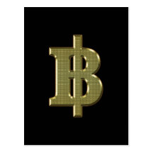 GOLDEN BAHT SIGN ฿ Thai Money Currency ฿ Post Cards
