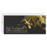 Golden Bamboo Leaves Zen Spa Gift Certificate Rack Card Design