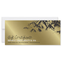Golden Bamboo Leaves Zen Spa Gift Certificate Full Color Rack Card