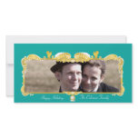 GOLDEN BAROQUE FRAME WITH ANGELS BLUE PHOTO CARD TEMPLATE