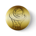 GOLDEN BASKETBALL HOOP PINBACK BUTTONS