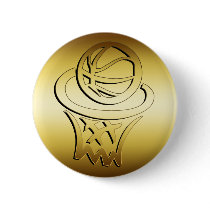 GOLDEN BASKETBALL HOOP PINBACK BUTTONS