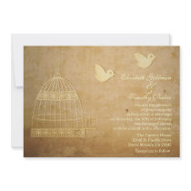Golden Birdcage Wedding Invitation