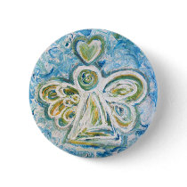 Golden Blue Angel Button