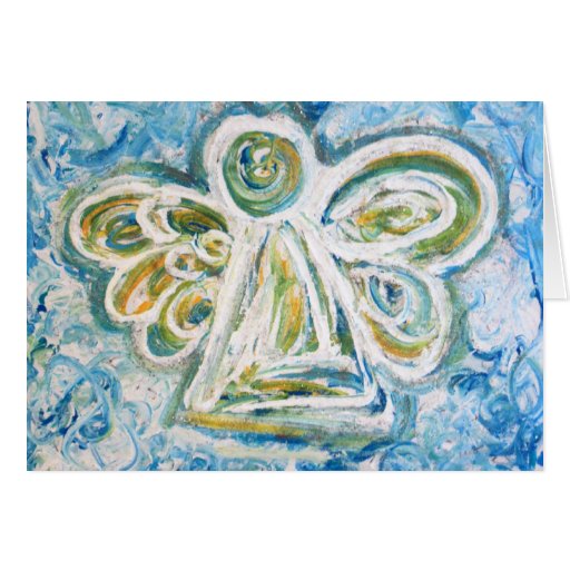 Golden Blue Angel Greeting Card