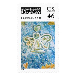 Golden Blue Angel Postage Stamp stamp