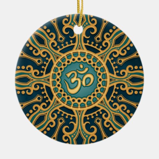 Golden Blue Aum Star Christmas Ornament