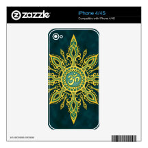 Golden Blue Aum Star Decals For The iPhone 4S