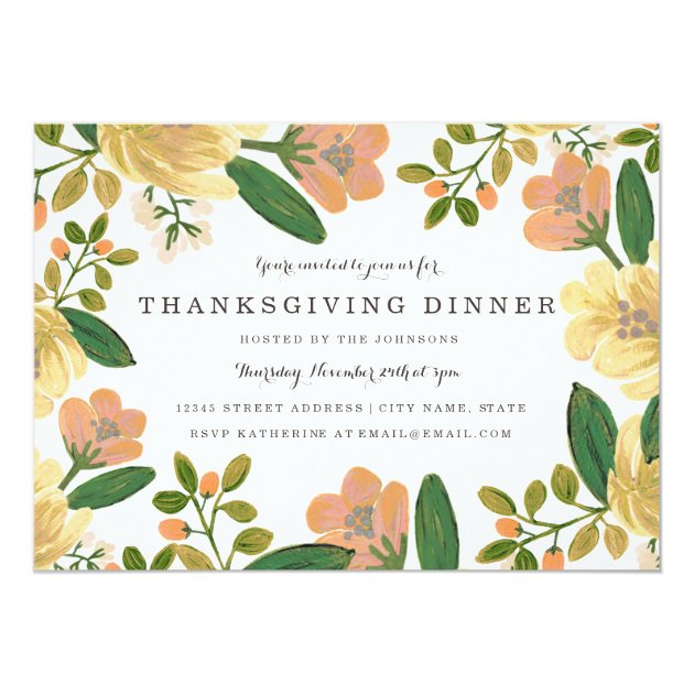 Golden Bouquet Thanksgiving Dinner Invite (front side)