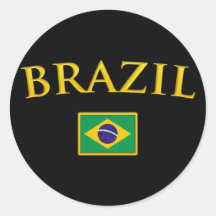 Golden Brazil Round Stickers