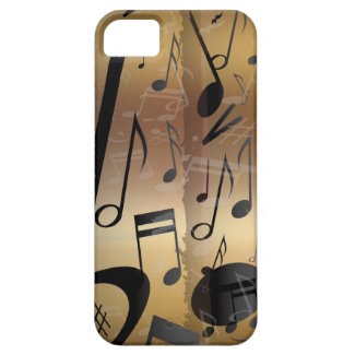 Golden Bronze &amp; Black Music Notes iphone 4 Iphone 5 Cover