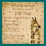 Golden Bronze Giraffes  Baby Invitation invitations