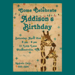 Golden Bronze Giraffes  Birthday Invitation invitations