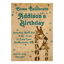 Golden Bronze Giraffes  Birthday Invitation invitations