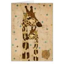Golden Bronze Giraffes  Monogram Notecard cards