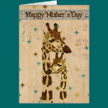 Golden Bronze  Giraffes  Mother's Day Card cards