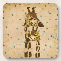 Golden Bronze Giraffes Retro Coaster cork coasters