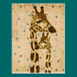 Golden Bronze Giraffes Retro  Postcard postcards