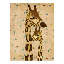 Golden Bronze Giraffes Retro  Postcard postcards