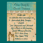 Golden Bronze Giraffes Retro Wedding Invitation invitations