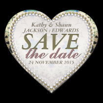 Golden Bronze Vintage Save the Date Heart Stickers stickers