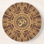 Golden Brown Aum Star Beverage Coasters