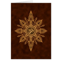 Golden Brown Aum Star Greeting Cards