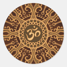 Golden Brown Aum Star Round Sticker