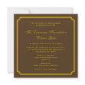 Golden brown square frame corporate holiday formal invitation