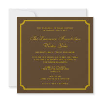 Golden brown square frame corporate holiday formal invitations