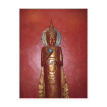 GOLDEN BUDDHA ON RED WALL postcards