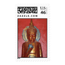 golden buddha on red wall STAMP by bonnievoyage golden buddha on red wall STAMP