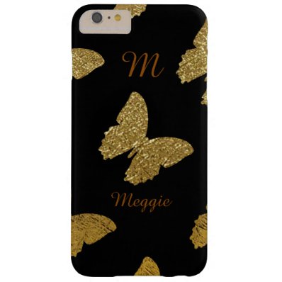 golden butterflies illustration with name barely there iPhone 6 plus case
