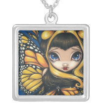 artsprojekt, butterfly, butterflies, gold, golden, colour, colors, colorful, art, fantasy, eye, eyes, big eye, big eyed, jasmine, becket-griffith, becket, griffith, jasmine becket-griffith, jasmin, strangeling, artist, goth, gothic, fairy, gothic fairy, faery, fairies, faerie, fairie, lowbrow, low brow, big eyes, strangling, fantasy art, original, lowbrow art, pop, surrealism, Necklace with custom graphic design