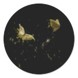 Golden Butterflies Round Stickers