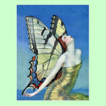 Golden Butterfly Fairy Postcard postcards