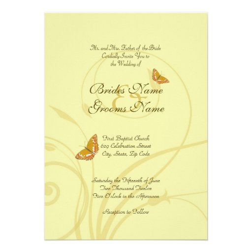 Golden Butterfly Flourish Invitation