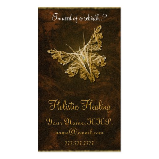 Golden Butterfly (model 2) - Holistic healing Business Card Templates (front side)